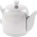 Salam Luxury French Tea Pot - Porcelain Teapot with Stainless Steel Cover, Ceramic Tea Kettle for Loose Tea, Removable Infuser, 4 Cup Capacity, 24oz - White