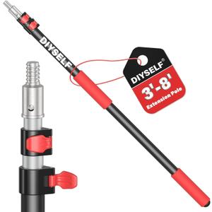 DIYSELF Extension Pole 3.2-8 Ft Paint Roller Extension Pole Aluminum Alloy Telescoping Pole Flip-Lock Design Paint Extension Pole for Painting Cleaning Dusting Window
