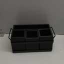 PTSTING Silverware Caddy Black Wood Silverware Holder Paper Plate Dispenser Utensil Caddy Cutlery Flatware Organizer Box for Spoons Forks Plates Napkins
