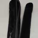 Bracelet Bangle Watch Roll Travel Pouch Jewelry Organizer, Black Gray Velvet Portable Zipper Pouch with Removable Roll Insert for Standard Size 12.5" W x 2.8" Diameter. (All black)