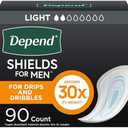 Depend Shields Incontinence Pads for Men, Light Absorbency, 90 Count