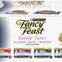 Purina Fancy Feast High Protein Senior Wet Cat Food Variety Pack, Senior 7+ Chicken, Beef & Tuna Feasts - (2 Packs of 12) 3 oz. Cans (EXP 05/31/28)