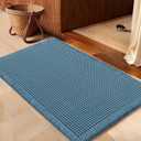 IM HOME Waffle Bath Mat Blue 32"x20", Boho Woven Modern Bath Mat Rugs, Absorbent Non Slip Bathroom Rugs, Soft Washable Bath Rugs with Tassels for Bedroom, Kitchen, Shower, Tub