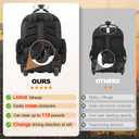 Backpack Tool Bag with Wheel, Rolling Tool Backpack for Electrician Heavy Duty Roller Tool Bag on Wheel for Construction Work, 75 Pockets & Loops Tool Backpack with Molded Base and Combination Lock