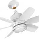 Fan with ceiling light and remote control, no wiring required, 6 speed settings, suitable for indoor and kitchen use