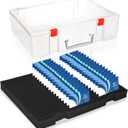 Foam Name Badge Holder with case (Holds 48 Badges) Foam Name Badge Holder Tray ID Badge Tray Organizer Clear Name Tag Holders for Desk Office School