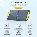 VTOMAN Portable Solar Panel for Solar Generator, 110W 19V Folding Solar Charger with 23% Efficiency, IP67 Waterproof and Adjustable Kickstands Design for Camping, RV, Outdoor Adventures (VS110)