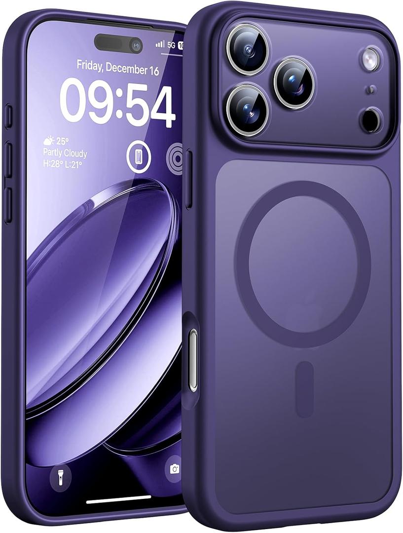 TOCOL for 17 ProMax Case, Full Camera Protection, Built-in Magnetic Ring, Compatible with Magsafe, Translucent Matte Phone Case for 17 ProMax 6.9 inch (Midnight Purple)