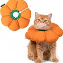 H HIDREAM Cat Cone Collar,Cute Waterproof Recovery Collar,Anti-Bite Lick Wound Healing Safety Elizabethan e Collar for Cats,Orange Pumpkin Halloween Costume, HDY01-005M