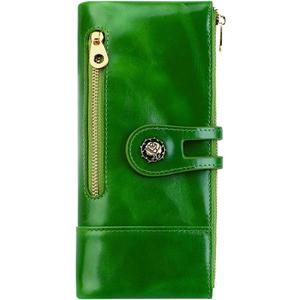 Women's RFID Blocking Wallet Soft Leather Clutch Money Ladies Purse Slim Card Holder Organizer Zip Pocket (3013-Green)