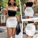 Avidlove Women Sexy Skirt Ruched Bodycon Double Layer Club Skirts Lettuce Trim Skirts Office Mini Skirt (XX-Large, White)