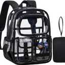 Mini Clear Backpack for Stadium Approved 12x6x12, Small Transparent Backpacks Plastic See Through Clear Bag for Kids Grils Women for Sporting Event, Concerts, Work, Festival (Black)