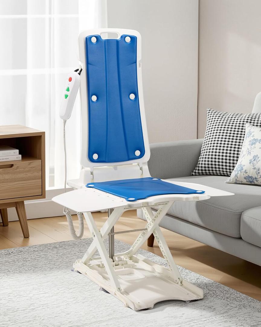 Upgraded 2026 Model Chair Lifts for Elderly, Lightweight Electric Floor Lift for Elderly Falls, IPX8 Waterproof Foldable Shower Chair for Inside Tub Up to 308 LBS, Raises Up to 19.7"