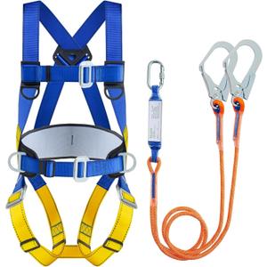 Universal Full Body Fall Protection Safety Harness with Dorsal D-Ring and Mating Buckle Legsroofing harness construction harness ANSI/ASSP Compliant,internal Shock Absorbing landyard&Hook