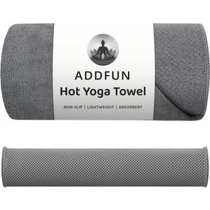 Hot Yoga Towel, Yoga Mat Towels for Hot Yoga Non Slip with Grip Dots Cooling Towel Sweat Absorbent Microfiber Pilates Towel for Bikram Exercise and Fitness (Gray)