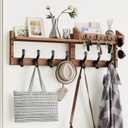 Tatub 29" Coat Rack Wall Mount with Shelf, 4 in 1 Entryway Key Holder with 7 Coat Hooks 4 Key Hangers Mail Organizer, Wood Wall Shelf for Living Room, Bedroom, Bathroom