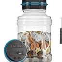 Lefree Big Piggy Bank, Digital Counting Coin Bank,Money Saving Jar,Gift,Powered by 2AAA Battery (Not Included) (1.8L, Clear)