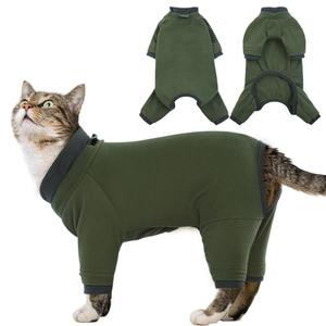 Sticky Cat Clothes Stretchy, Sphynx Hairless Sweater & Pajamas for Cats only, Soft Cat Onesie for Cats After Surgery Female Male & Hair Loss Prevention, Green S