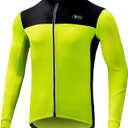 Dooy Men's Cycling Bike Jersey Thermal Biking Shirt Long Sleeve Bicycle Shirts with Full Zipper and Rear Pockets
