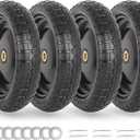 4.00-6 Flat-free Solid Tire and Wheel Replacement, 13" Wheelbarrow Tires with 5/8" Axle Bore Hole, 2.2" Offset Hub for Wheelbarrow Garden Wagon Trolley Dolly (4-pcs), 13" Flat-free Solid Tire and Wheel - 4 Pack