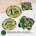 96Pcs Camo 7th Birthday Party Supplies Army Military Themed Plates and Napkins Green Camouflage Military Disposable Tableware Set for 7 Year Old Boys Birthday Party Decorations Serves 24