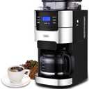 Gevi 10-Cup Coffee Maker with Built-in Burr Grinder, Programmable Timer, 1.5L Water Tank, Reusable Filter & Warming Plate – Drip Coffee Machine for Fresh Ground Coffee