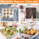 TeamFar Square Cake Pan, 6/8 / 9 Inch Stainless Steel Square Baking Pan for Cake Brownie Lasagna, Non-Toxic & Heavy Duty, One Piece Design & Deep Wall, Smooth & Dishwasher Safe Set of 3
