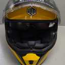 ILM Motorcycle Modular Full Face Helmet for Adult Flip up Dual Visor LED Tail Light Optional DOT (Large, Yellow)