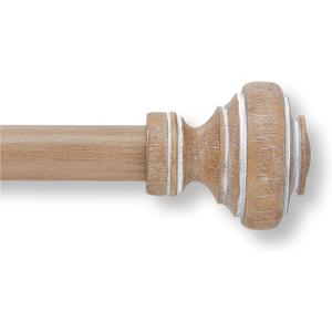 MODE Farmhouse Collection Set of 2 Rod sets, 1 1/8" Diameter Steel Wall Mounted Adjustable Curtain Rods with Porch Doorknob Curtain Rod Finials, Fits 36 to 72 Windows, Weathered Oak (2-Pack)