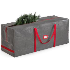 Zober Christmas Tree Storage Bag - Fits 7.5 Ft Artificial Trees - Plastic, Waterproof Christmas Tree Bag For Storage Box For Xmas - Strong, Durable Handles - Label Card Slot - Gray