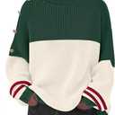 Sweater for Women Winter Turtleneck Long Sleeve Pullover Tops Casual Oversized Knitted Sweaters (Large, 222#coblockgreen)