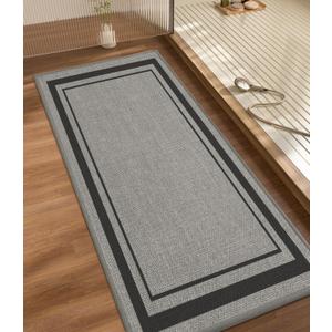Chakme Bathroom Rugs Mat 47x17, Ultra Thin Non Slip Bath Rug Runner Quick Dry Absorbent Bath Mat for Bathroom, (Dark Grey, 47"x17")
