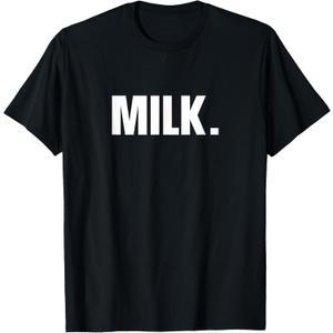 Milk. Simple Word Milk T-Shirt (Black, XXL)