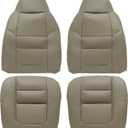 SecosAutoparts Driver & Passenger Side Bottom & Top Leather Seat Covers Parchment Tan Compatible with Ford F250 F350 Lariat 2001
