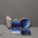 Sparkle and Bash 202 Pieces Ombre Royal Blue Party Decorations - Serves 50 Blue and Silver Birthday Party Supplies with Paper Plates, Napkins, Cups and Tablecloths - Paper Plate