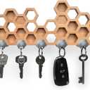 Decorative Honeycomb Magnetic Key Holder for Wall - Heavy Duty Organizer, Multi Hanger, Wood Rack, Modern Mount (Brown)