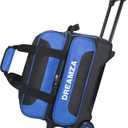 2 Ball Bowling Bag with Wheels, Double Bowling Ball Bag 2 Ball Roller w/Separate Compartment for Shoes Up to US Mens Size 16, w/Retractable Handle Extends to 40" & Accessories Pocket (Blue)