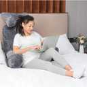 SLIGUY Reading Pillow-Bed Rest Pillow with Detachable Neck Roll & Support Arm for Sitting in Bed Couch or Floor-Backrest Reading Pillow Adult Back Pillow for Reading/Watching TV/Gaming,Dark Grey, Medium