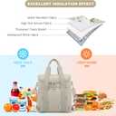 NOL Natural Organic Lifestyle Lunch Bag for Women - Large Double Deck Insulated Lunch Box Leakproof Reusable Lunch Cooler Puffer Lunch Tote Bag with Multiple Pockets for Work Picnic, Khaki
