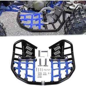 HECASA Nerf Bars Foot Pegs Heel Guards Compatible with All Years Honda TRX 450R 450ER (Black Nerfs + Blue Nets)