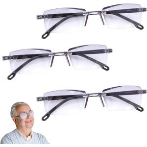 3 Pcs Intelligent Dual Focus Glasses Suitable for Reading, Presbyopia Glasses for Women, Anti-Radiation Blue Light, Computer or Tv, Suitable for Men and Women (Grey)
