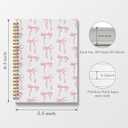 Pink Coquette Bow Spiral Journal Notebook 5.5x8.3, Preppy Spiral Journal Notebooks for School, Coquette Preppy School Supplies Notebooks, Pink Bow Journal for Women