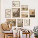 TheCanvas Vintage Wall Art Prints Set of 9, Eclectic Nature Wall Art for Living Room, French Country Landscape Painting, Gallery Wall Decor for Bedroom or Farmhouse UNFRAMED