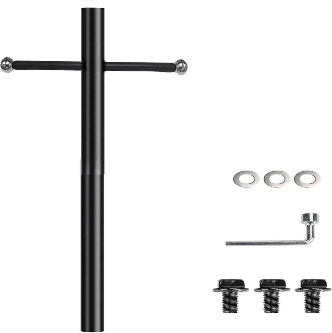 80 Inch Outdoor Lamp Post Weather-Resistant Black Steel Light Pole with Cast Iron Cross Arm for Driveway, Front Yard, Pathway Direct Burial Installation1Pack