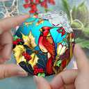 Christmas Ornament - Red Bird Cardinal Stained Glass Decor - Holiday Decorations and Xmas Gift Ideas for Tree