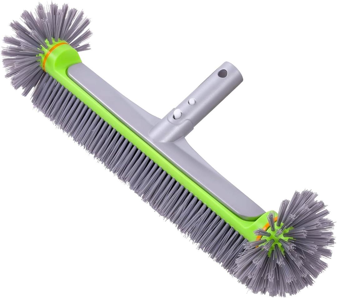 Sepetrel Pool Brush Head for Cleaning Walls,Heavy Duty Inground / Above Ground Swimming Pool Round Scrub Brushes with Premium Strong Bristle & Reinforced Aluminium Back,Grey