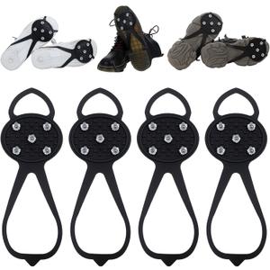 2 Pairs Ice Cleats for Shoes and Boots, Ice Snow Gripper Shoe/Boot Traction Cleats with 5 Steel Spikes, Non-Slip Gripper Spikes Crampons for Walking, Climbing, Outdoor