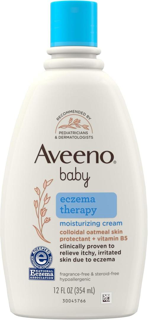Aveeno Baby Eczema Therapy Moisturizing Cream, Natural Colloidal Oatmeal & Vitamin B5, Baby Cream for Dry, Itchy, Irritated Skin Due to Eczema, Paraben- & Steroid-Free, 12 fl. oz