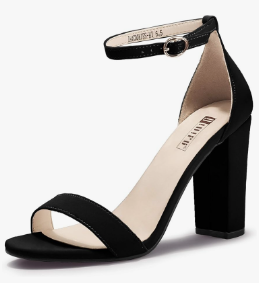 IDIFU Women's IN4 Cookie-HI Chunky High Heel Sandals Open Toe Ankle Strap Wedding Bridal Prom Dress Shoes For Women Bride Bridesmaid Black 8.5