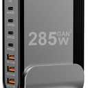 USB C Fast Charger - 285W GaN 8 Port Fast Charging Station Tower Hub for Multiple Devices: Type C Fast Charger Block for MacBook iPad iPhone 17/16/15/14/13 Pro Max Samsung Galaxy, Google Pixel & More